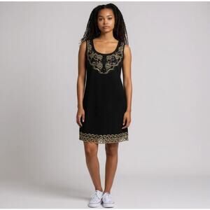 Free People Vintage Golden Embroidered Dress